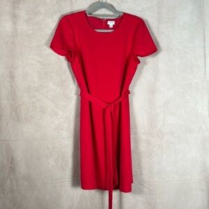 J Crew NWT Short Sleeve Dress Womens 8 Poppy Red Belted Waist Office Work Career